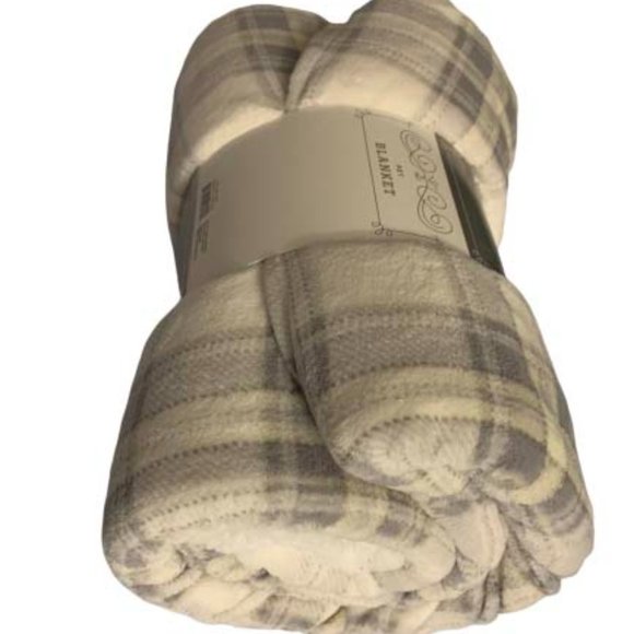 Dogs/Cats Blanket Soft &Comfortable White/Gray Plaid Sz40X50/ WONDERSHOP - Picture 1 of 4